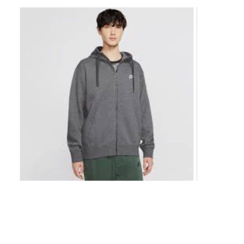 Nike large Men’s dark gray full zip hoodie with fleece lining